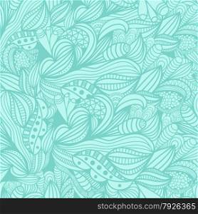Vector seamless pattern with abstract blue floral elements