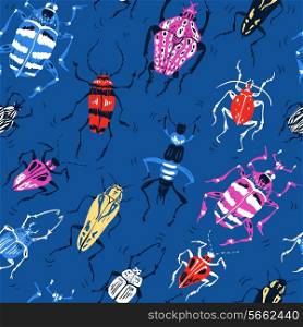 vector seamless pattern with abstract colored insects