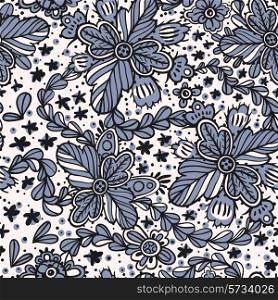 vector seamless pattern with abstract hand drawn floral elements