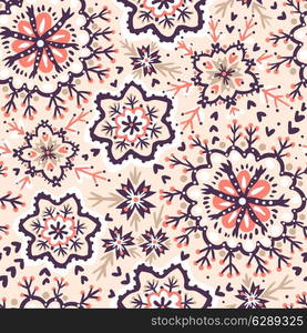 vector seamless pattern with abstract hand drawn floral elements