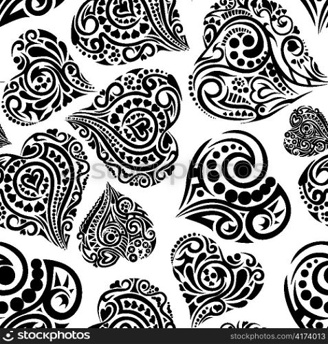 vector seamless pattern with abstract hearts