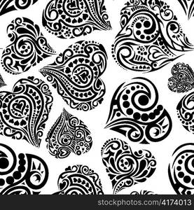 vector seamless pattern with abstract hearts