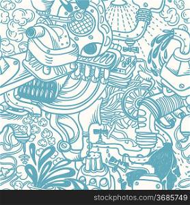 vector seamless pattern with abstract mashine parts