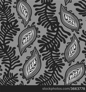 vector seamless pattern with abstract plants