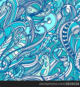 vector seamless pattern with abstract waves and curls