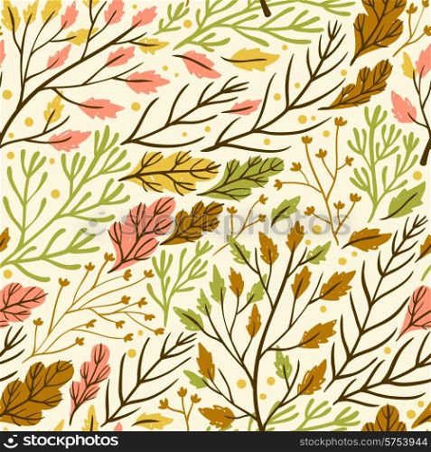 vector seamless pattern with autumn leaves