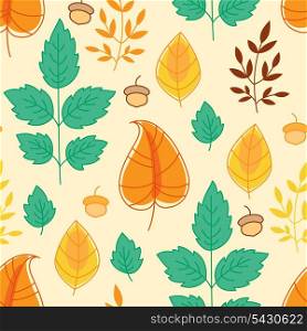 Vector seamless pattern with autumn leaves and acorns