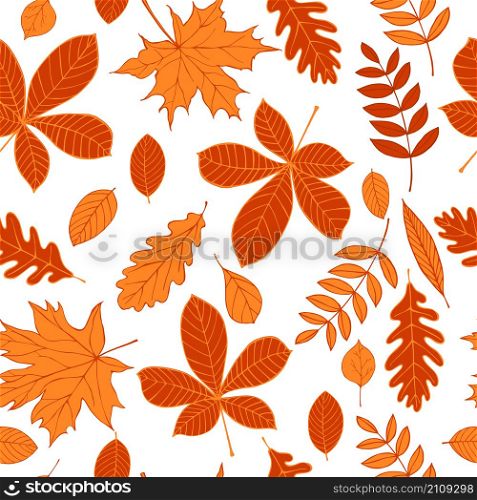 Vector seamless pattern with autumn leaves.. Vector pattern with leaves.