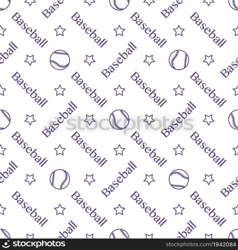 Vector seamless pattern with baseball balls and inscription baseball. Sports background. Design for banner, poster or print.
