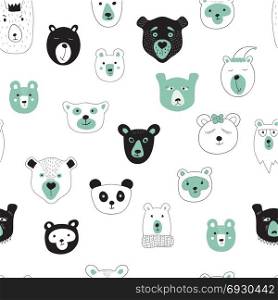 Vector Seamless Pattern with Bears