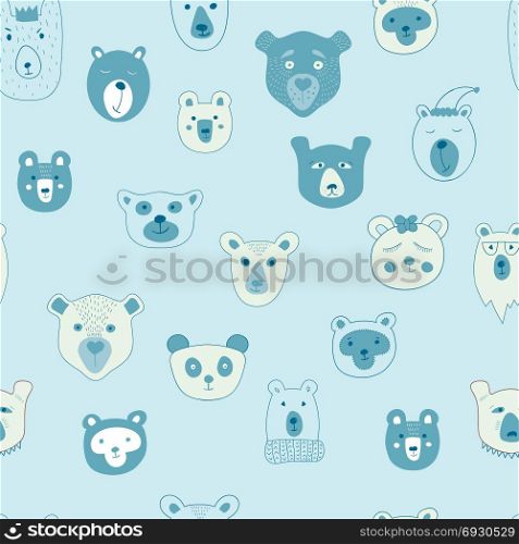Vector Seamless Pattern with Bears