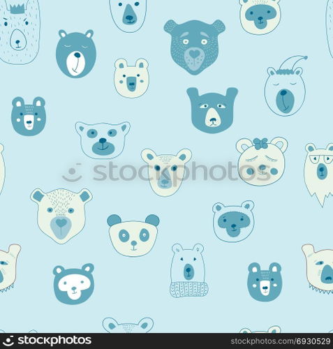 Vector Seamless Pattern with Bears