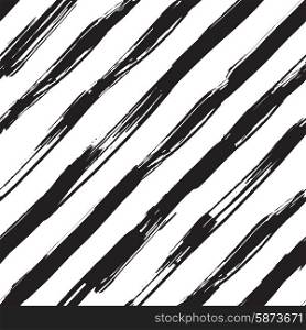Vector seamless pattern with black brush diagonal strokes. Monochrome hand drawn texture.. Vector seamless pattern with black brush diagonal strokes. Monochrome hand drawn texture. Modern graphic design made with ink.