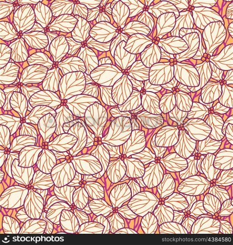 vector seamless pattern with blooming hydrangea