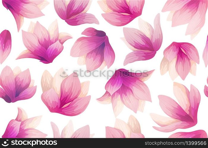 Vector seamless pattern with blooming spring abstract flowers. Trendy background for textile, fabric, wallpaper, paper
