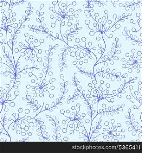 Vector seamless pattern with blue flowers