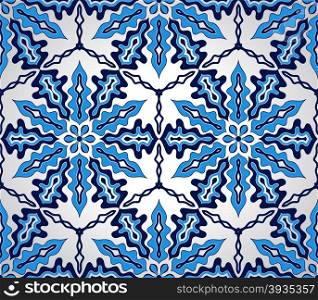 Vector Seamless Pattern with Blue Snowflakes