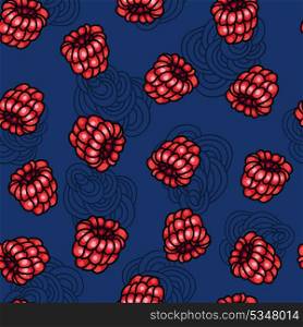 vector seamless pattern with bright raspberries