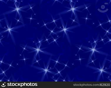 Vector seamless pattern with bright stars clouds.Abstract night seamless background. Repainting pattern with deep blue sky