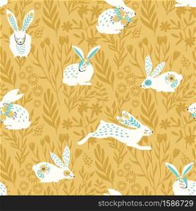 Vector seamless pattern with bunnies for Easter and other users. Design element.. Vector seamless pattern with bunnies for Easter and other users.
