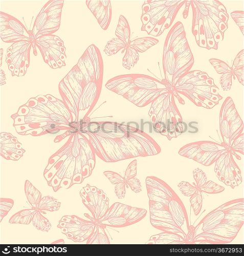 vector seamless pattern with butterflies