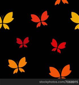 Vector seamless pattern with butterfly on black background. wallpaper