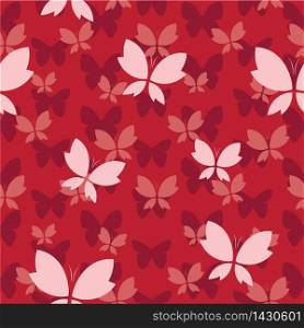 Vector seamless pattern with butterfly on red background. wallpaper