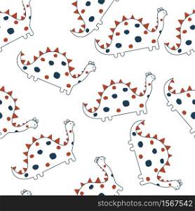 Vector seamless pattern with cartoon dinosaurs for texture, textiles and simple backgrounds.