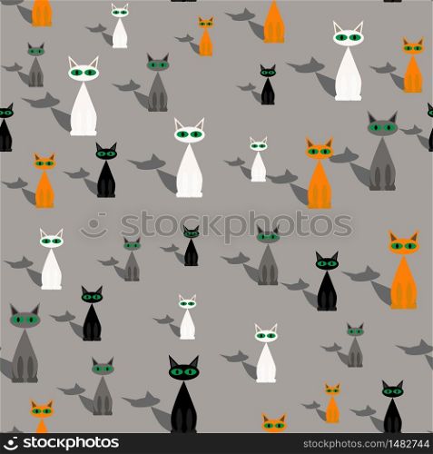 vector seamless pattern with cats