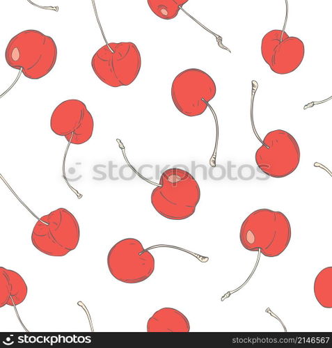 Vector  seamless pattern with cherry 