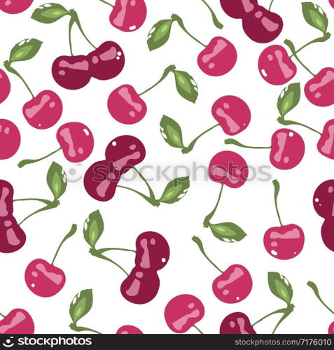 vector seamless pattern with cherry berries. Cherry background