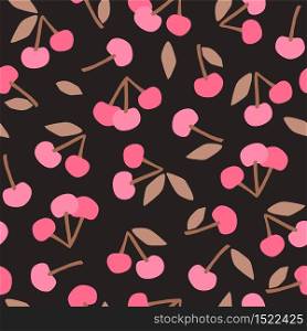 Vector seamless pattern with cherry. Trendy hand drawn textures. Modern abstract design for paper, cover, fabric, interior decor and other users.. Vector seamless pattern with cherry. Trendy hand drawn textures.