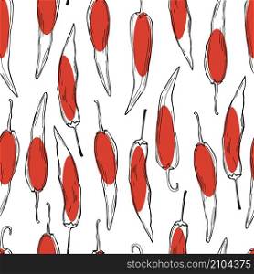 Vector seamless pattern with chili peppers
