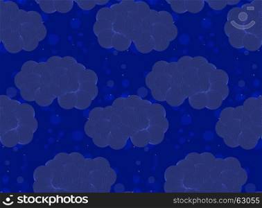Vector seamless pattern with clouds.Abstract night seamless background. Repainting pattern with deep blue sky
