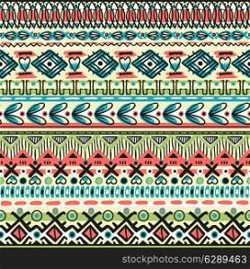 vector seamless pattern with colored folk ornaments
