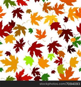 Vector seamless pattern with colorful autumn leaves. Texture for wallpapers, pattern fills, textile design, web page backgrounds