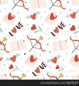 Vector seamless pattern with cute element on white background for St. Valentines Day. Vector seamless pattern with cute element on white background for St. Valentines Day.