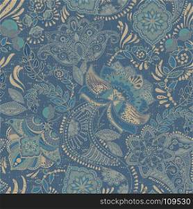 Vector seamless pattern with decorative elements and Paisley
