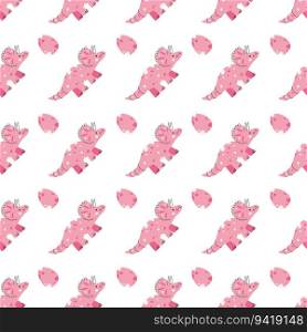 Vector seamless pattern with dinosaur and egg