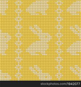 Vector seamless pattern with Easter bunny. Knitted background. Happy Easter. Festive backdrop. Design for banner, poster or print.