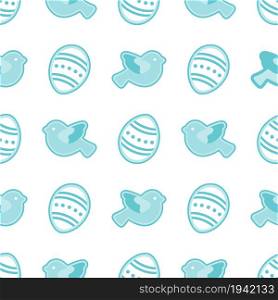 Vector seamless pattern with Easter eggs, birds. Happy Easter. Festive background. Design for banner, poster or print.