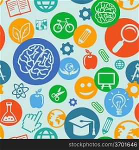 Vector seamless pattern with education icons