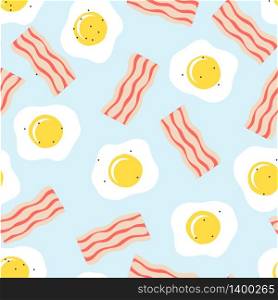 Vector seamless pattern with eggs and fried bacon. Abstract breakfast wallpaper, textile, scrapbooking design. seamless pattern with eggs and bacon. breakfast wallpaper