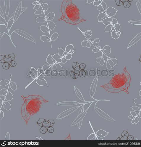 Vector seamless pattern with Eucalyptus.