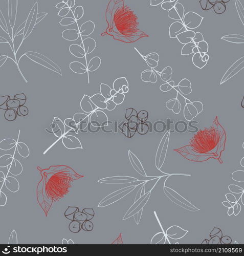 Vector seamless pattern with Eucalyptus.