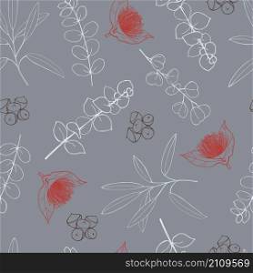 Vector seamless pattern with Eucalyptus.