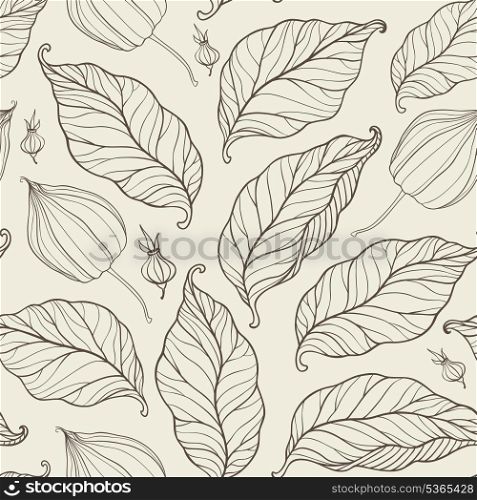 Vector seamless pattern with falling leaves