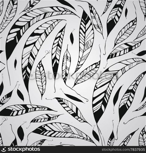 Vector Seamless Pattern with Feathers, Native American Indian Style, fully editable eps 10 style with clipping mask, seamless pattern in swatch menu