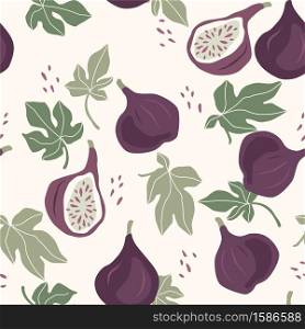 Vector seamless pattern with figs. Trendy hand drawn textures. Modern abstract design for paper, cover, fabric, interior decor and other users.. Vector seamless pattern with figs. Trendy hand drawn textures. Modern abstract design