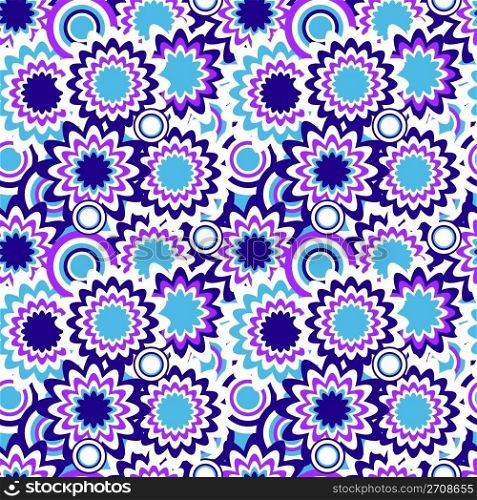 vector seamless pattern with flowers and stars
